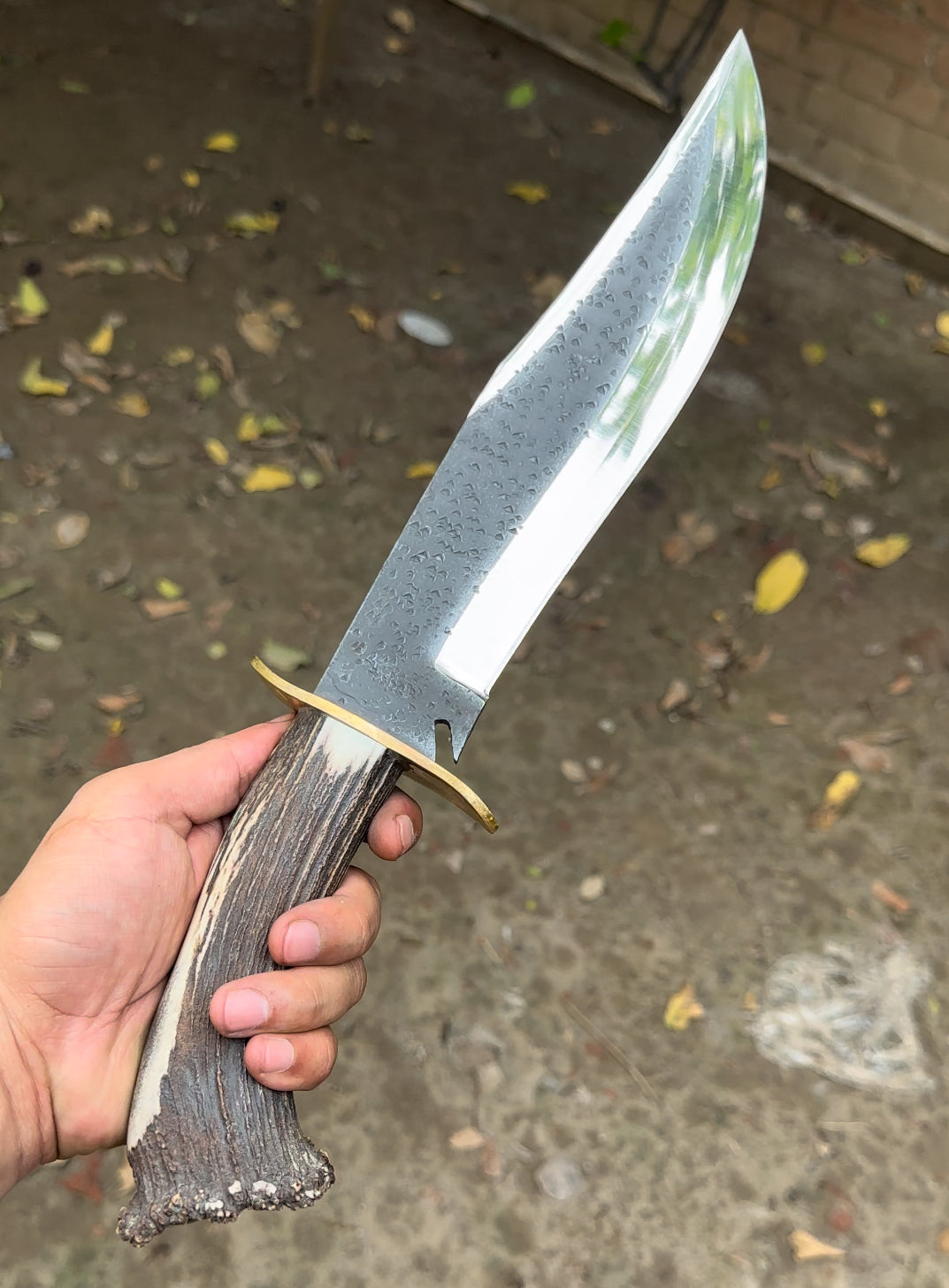 Custom Bowie Knife High Carbon Steel Blade Stag Handle