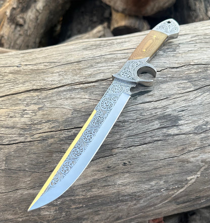 Custom Hunting Knife Hand Engraved Full Tang Knife With Sheath