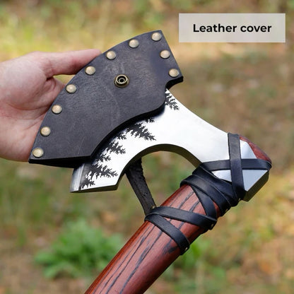 Custom Handmade Axe High Carbon Steel Head Rose Wood Handle With Sheath