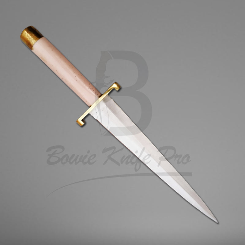 Dagger Knife Stainless Steel Blade Rasin Handle Brass Guard And Pommel With Knife Sheath VK-210