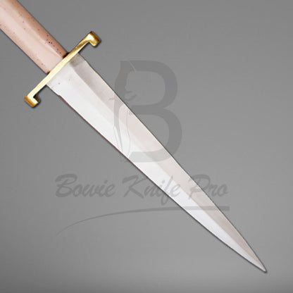 Dagger Knife Stainless Steel Blade Rasin Handle Brass Guard And Pommel With Knife Sheath VK-210