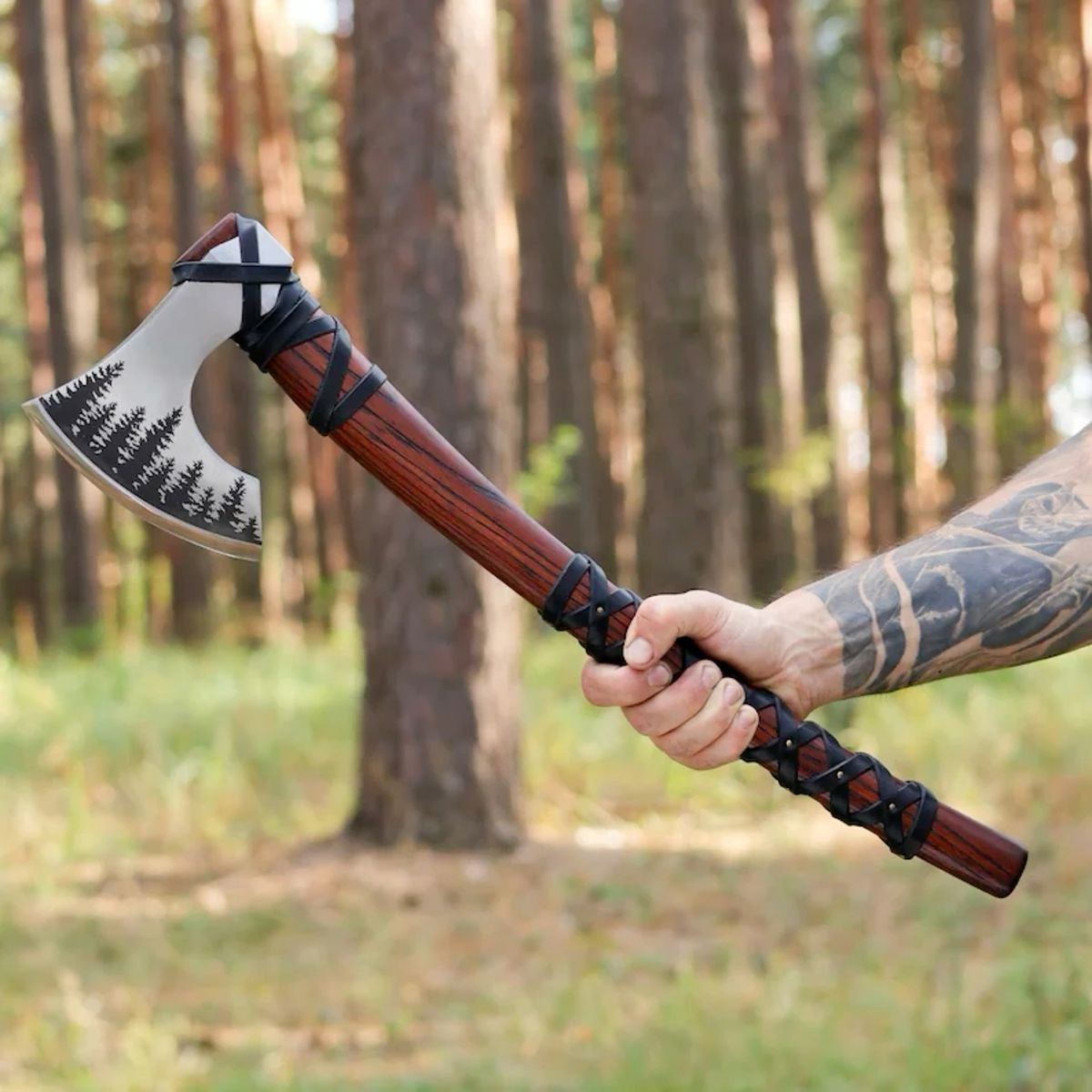 Custom Handmade Axe High Carbon Steel Head Rose Wood Handle With Sheath