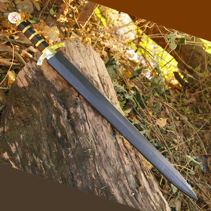 Scottish Sword Knight Templar Replica Sword Brass Guard And Pommel With Scabbard