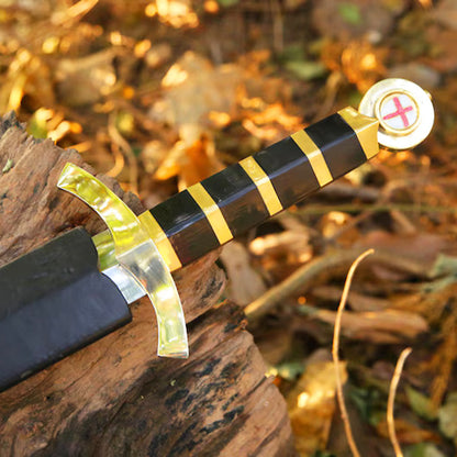 Scottish Sword Knight Templar Replica Sword Brass Guard And Pommel With Scabbard
