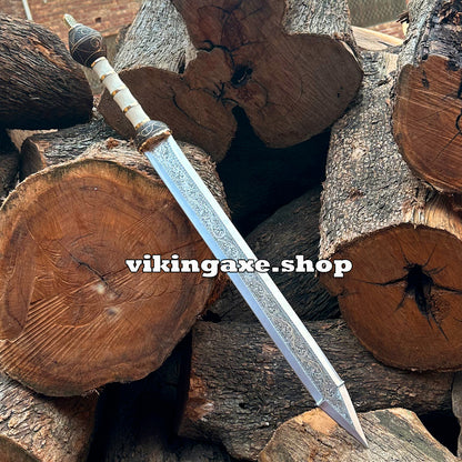 Master Sword | Roman Gladius Sword | Hand Engraved Sword With Leather Sheath