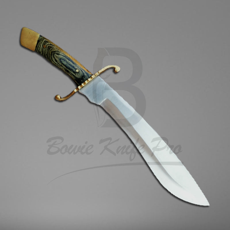 Hunting Knife Steel Blade Wood Handle Brass Guard And Pommel With Knife Sheath VK-211