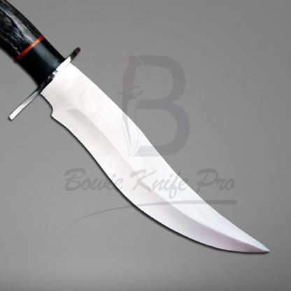 Hunting Bowie Knife Pro Stainless Steel Blade Bull Horn And Wood Handle Steel Guard With Knife Sheath VK-213