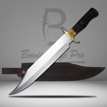 Hunting Bowie Knife Sharped Edge Stainless Steel Blade Brass Guard Wood Handle With Knife Sheath VK-204