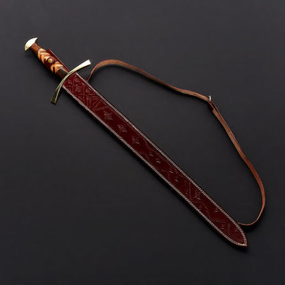 Custom Handmade Damascus Steel Sword | Viking Sword With Wooden Box VS-002